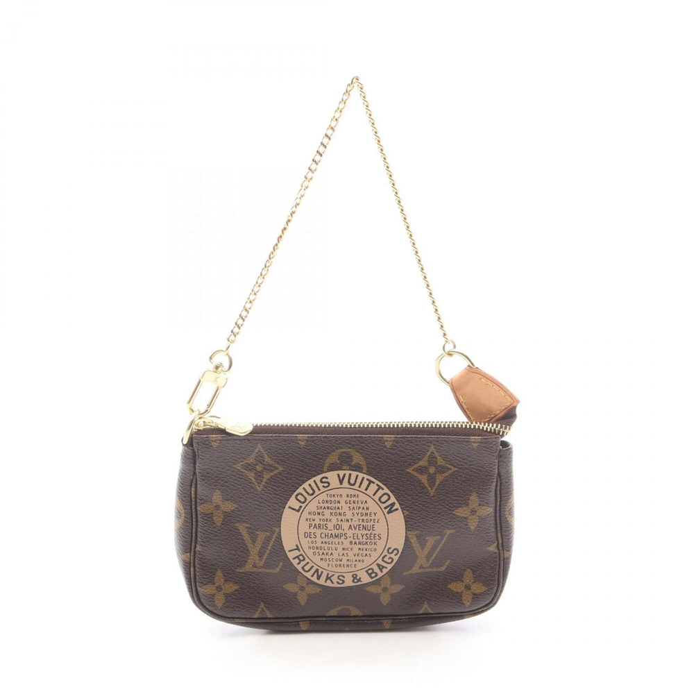 LOUIS VUITTON Brown Monogram Leather Pochette Mini Bag